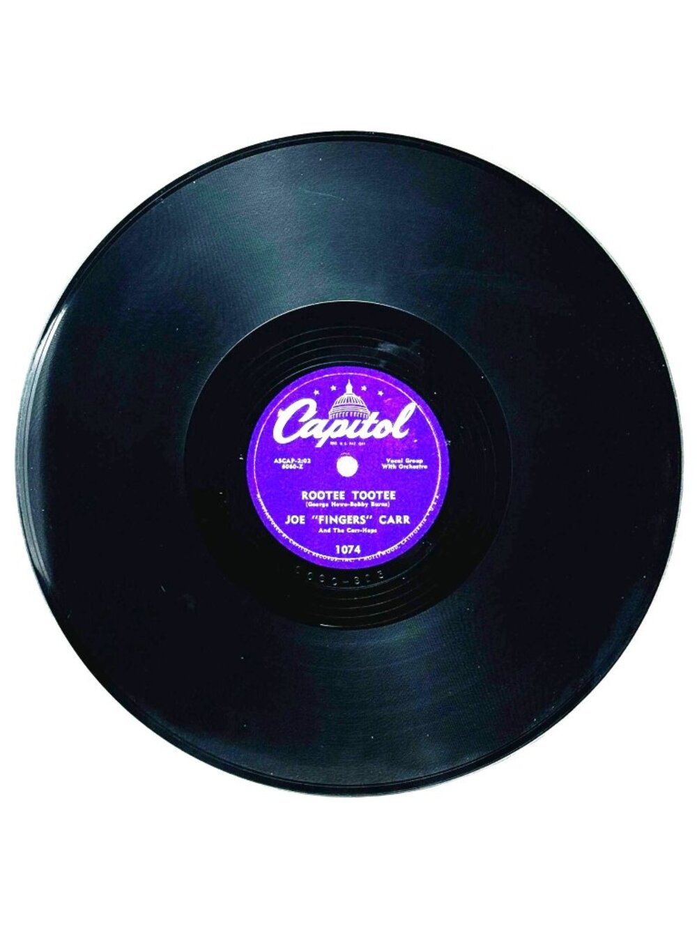 Joe Fingers Carr Rootee Tootee 78 RPM 10 Inch Shellac Record Capitol 1074 VG+